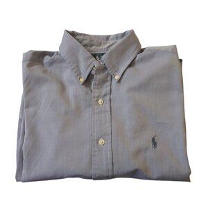 Ralph Lauren blue 100% cotton long sleeved men's shirt 15.5 neck 32/33 sleeve